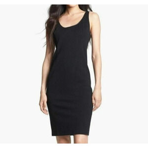 Eileen Fisher Ponte Knit Tank Dress Medium Black Sleeveless Stretch Silk Lining